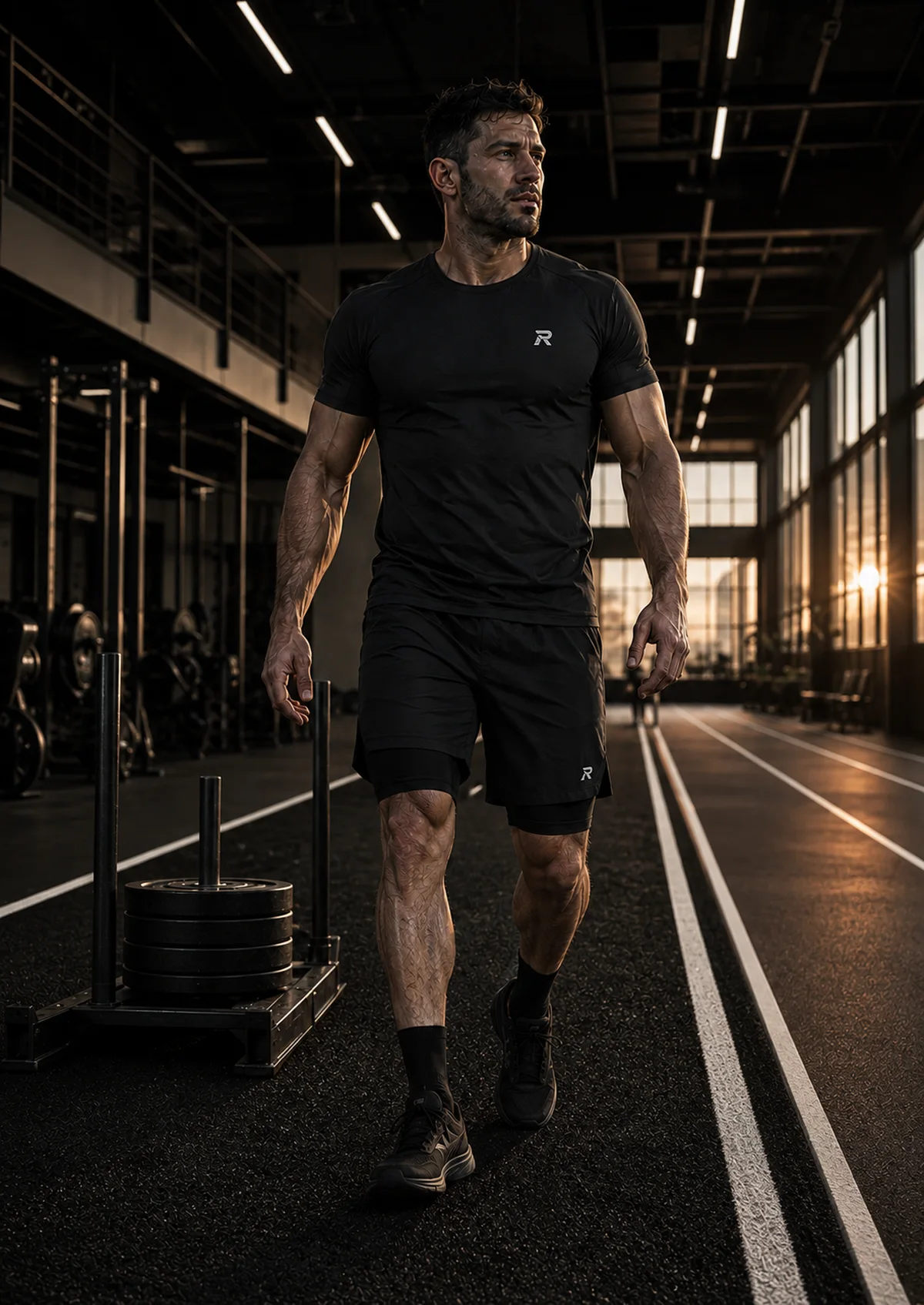 Athlète homme en entraînement de force